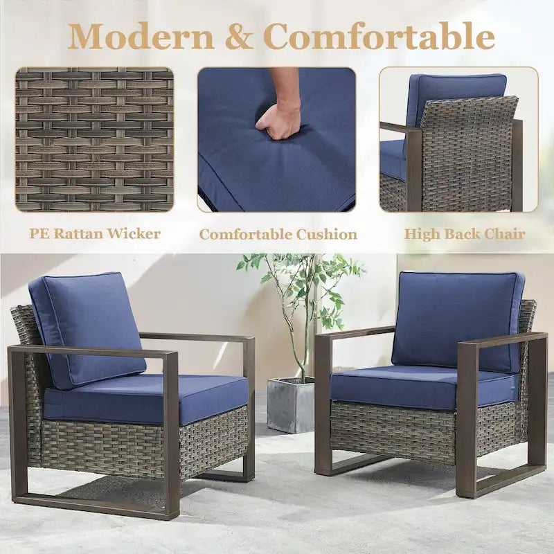 Patio Chairs with Foot Rest for Lawn and Garden - Grey