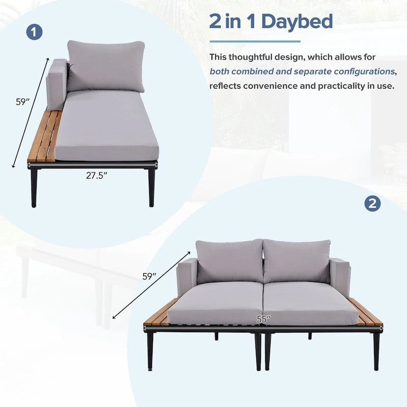 Nestfair 2 in 1 Outdoor Daybed with Cushions and Pillows