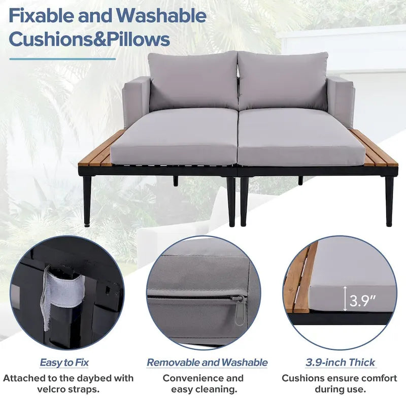 Nestfair 2 in 1 Outdoor Daybed with Cushions and Pillows