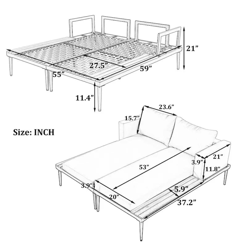 Nestfair 2 in 1 Outdoor Daybed with Cushions and Pillows