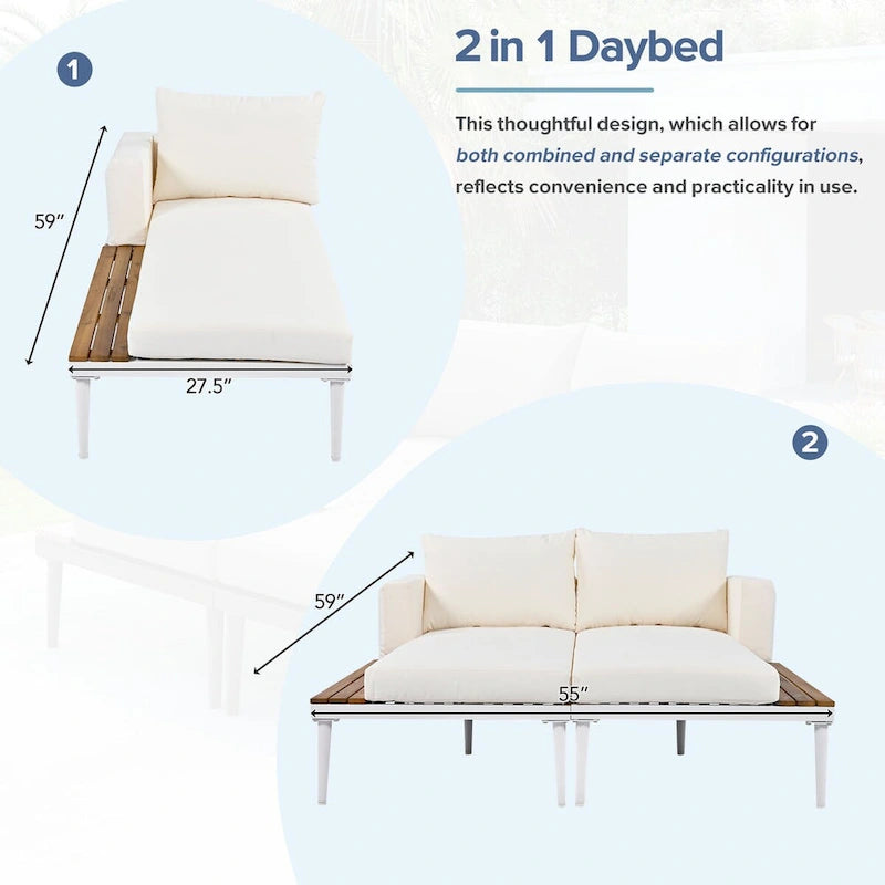 Nestfair 2 in 1 Outdoor Daybed with Cushions and Pillows