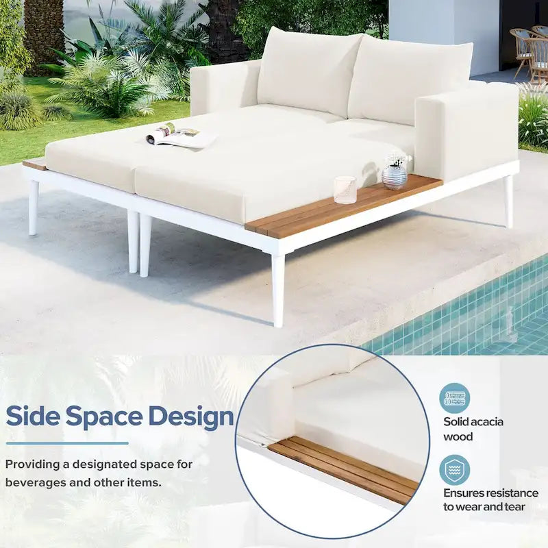 Nestfair 2 in 1 Outdoor Daybed with Cushions and Pillows