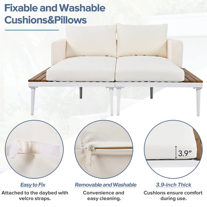 Nestfair 2 in 1 Outdoor Daybed with Cushions and Pillows