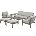 7-Piece Aluminum Patio Conversation Set, 3-Seat Outdoor Couch with Ottomans and Coffee Table