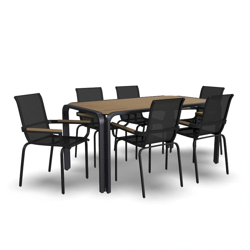 Finn 7-Piece Outdoor Rectangle Table and 6 Chair Set by Homestyles