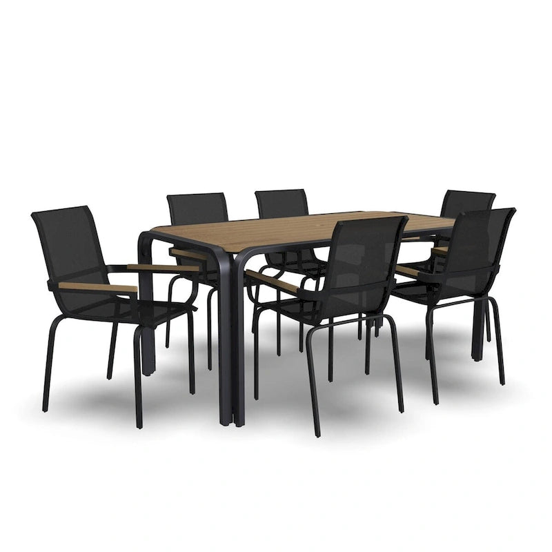 Finn 7-Piece Outdoor Rectangle Table and 6 Chair Set by Homestyles