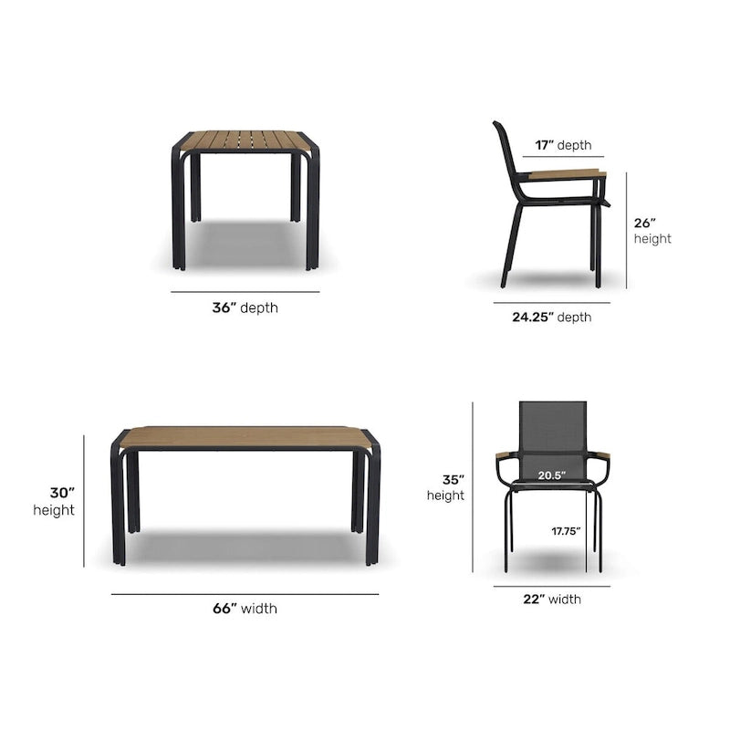 Finn 7-Piece Outdoor Rectangle Table and 6 Chair Set by Homestyles