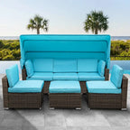 Moasis Blue 6-piece Wicker Patio Furniture Set - 82.28L x 53.54W x 56.7H