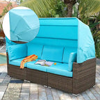 Moasis Blue 6-piece Wicker Patio Furniture Set - 82.28L x 53.54W x 56.7H