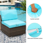 Moasis Blue 6-piece Wicker Patio Furniture Set - 82.28L x 53.54W x 56.7H
