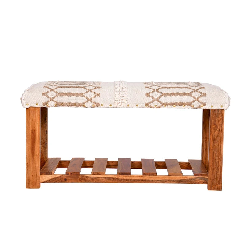Upholstered Entryway and Bedroom 1-Shelf Storage Bench - 18 H x 34 W x 12 D