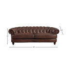 Divano Chesterfield Hydeline Newport in pelle pieno fiore con piume, memory foam e molle