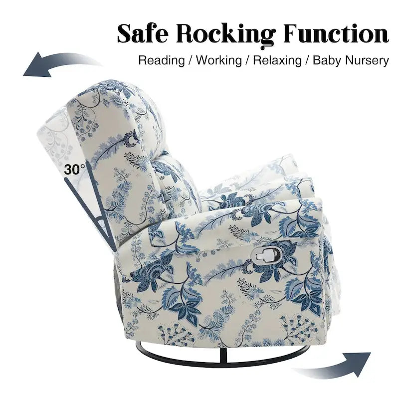 HOMYKA Floral Manual Recliner Swivel Rocking Chair Glider Set of 2