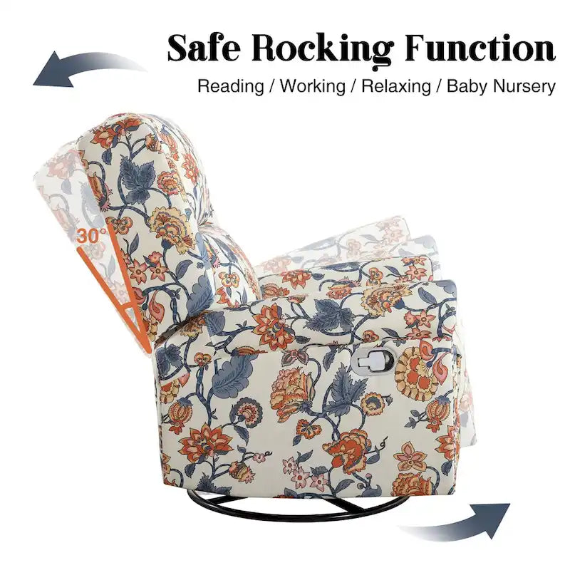 HOMYKA Floral Manual Recliner Swivel Rocking Chair Glider Set of 2