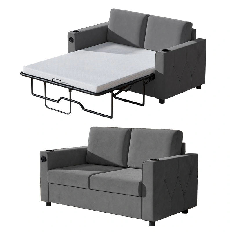 Mixoy Pull Out Sofa Bed,Sleeper Sofa Couch with Memory Foam Mattress,Cup Holder,USB,Pull Out Couch Bed