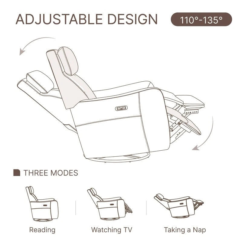 Merlin Power Swivel Glider Rocker Recliner Nursing Chair Recliner