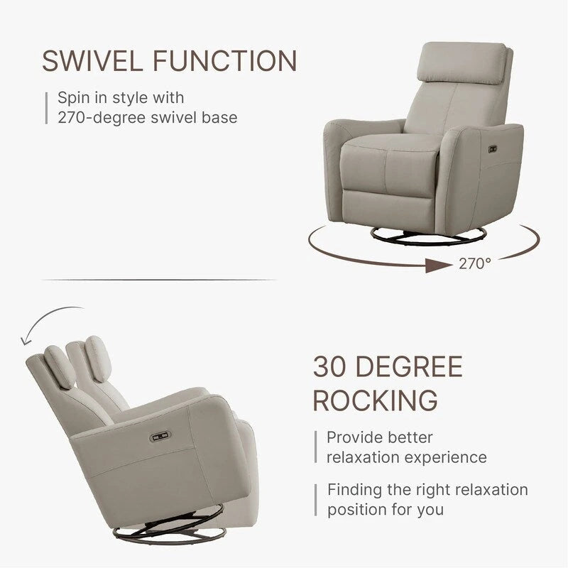 Merlin Power Swivel Glider Rocker Recliner Nursing Chair Recliner