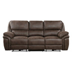 Tony 90 Inch Power Double Recliner Sofa, USB Charging Port Brown Microfiber
