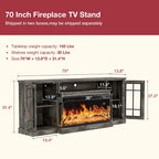 36 Inch 3-Sided Glass Fireplace TV Stand for TVs up to 80