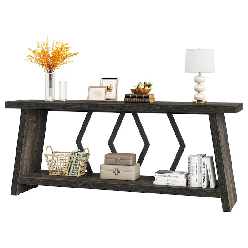 70.86-inch Wood Sofa Console Accent Table for Entryway