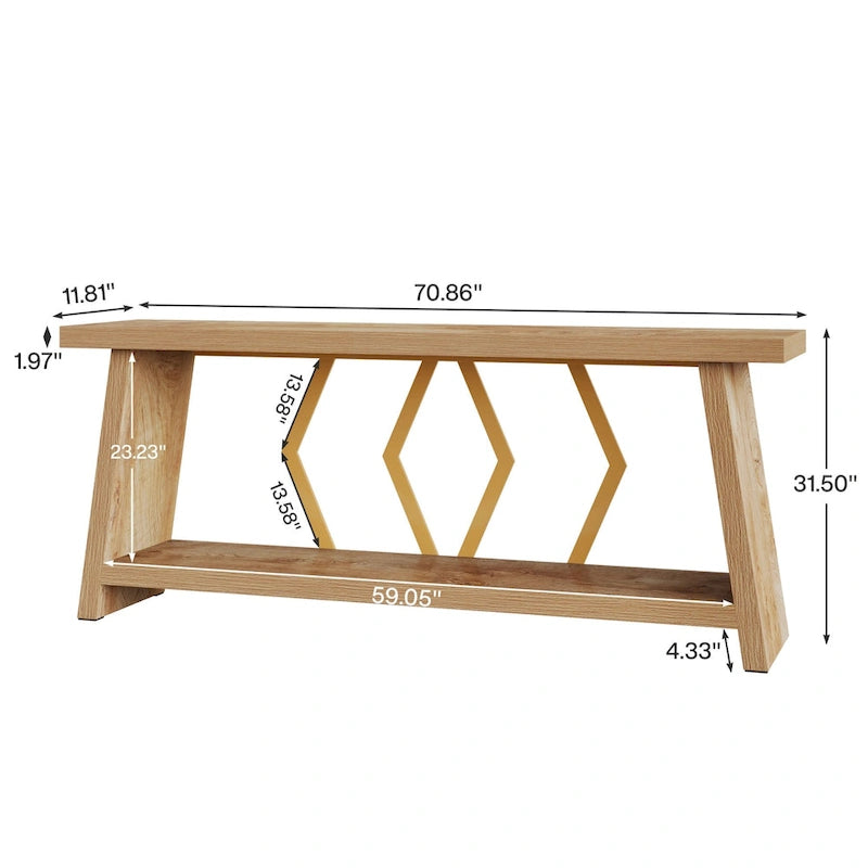 70.86-inch Wood Sofa Console Accent Table for Entryway