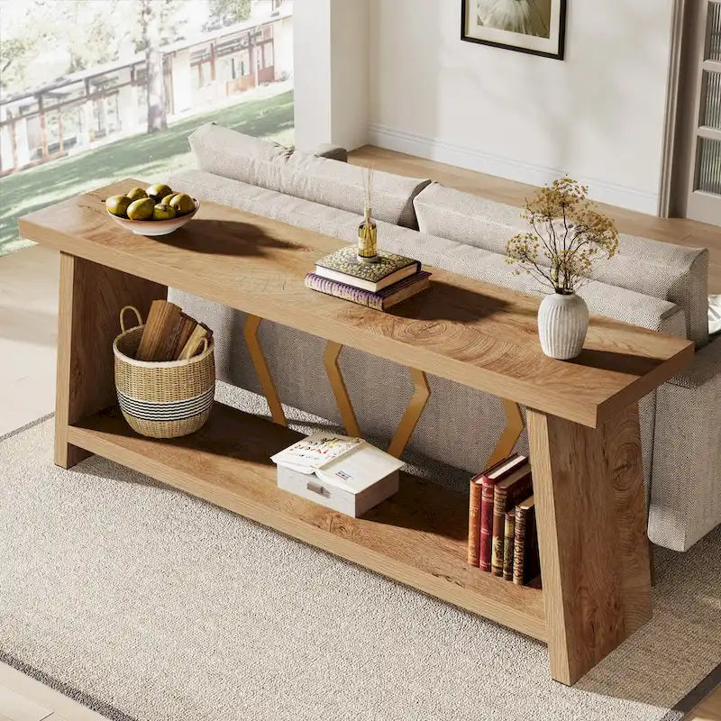 70.86-inch Wood Sofa Console Accent Table for Entryway