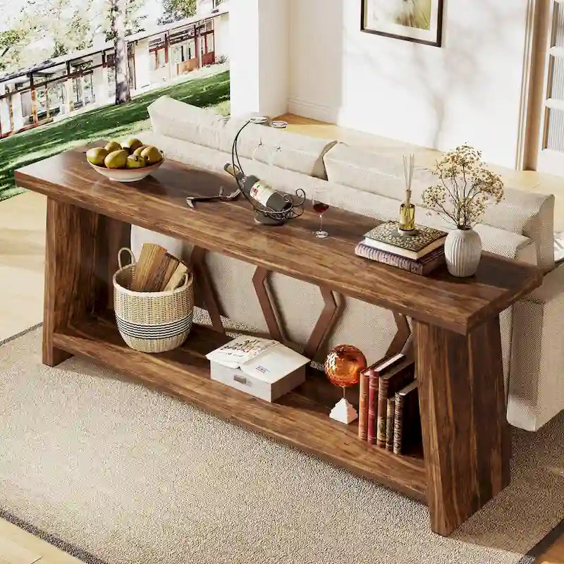 70.86-inch Wood Sofa Console Accent Table for Entryway