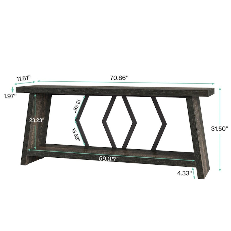 70.86-inch Wood Sofa Console Accent Table for Entryway