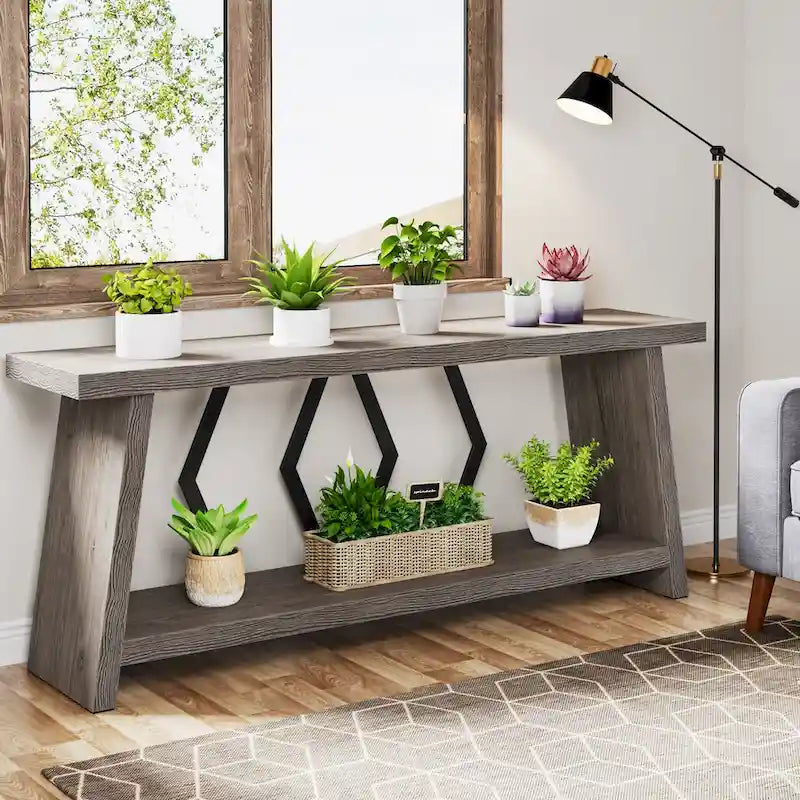 70.86-inch Wood Sofa Console Accent Table for Entryway