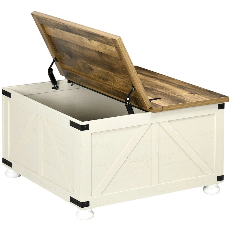 Farmhouse Coffee Table with Storage for Living Room