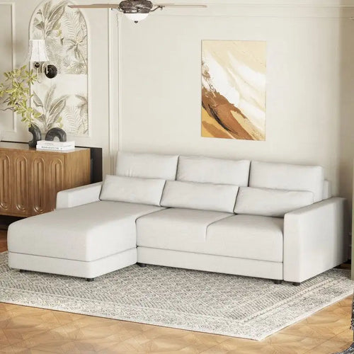 Divano sezionale modulare a L da 92,9 W con cuscini e 3 cuscini decorativi