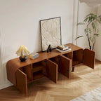 71 Mid Century Wood TV Stands, Modern Brown Media Console for Living Room, Pre-Assembled - 70.87x15.7
