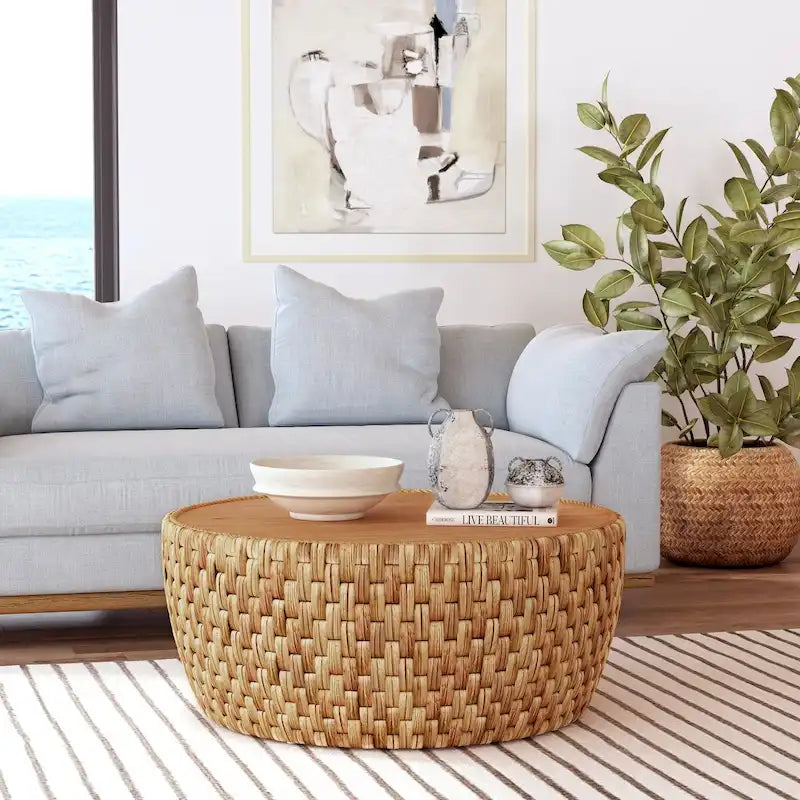 Captiva Round Rattan Drum Coffee Table