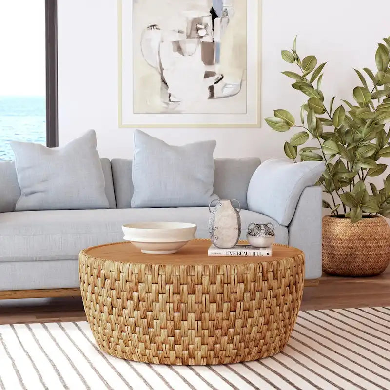 Captiva Round Rattan Drum Coffee Table