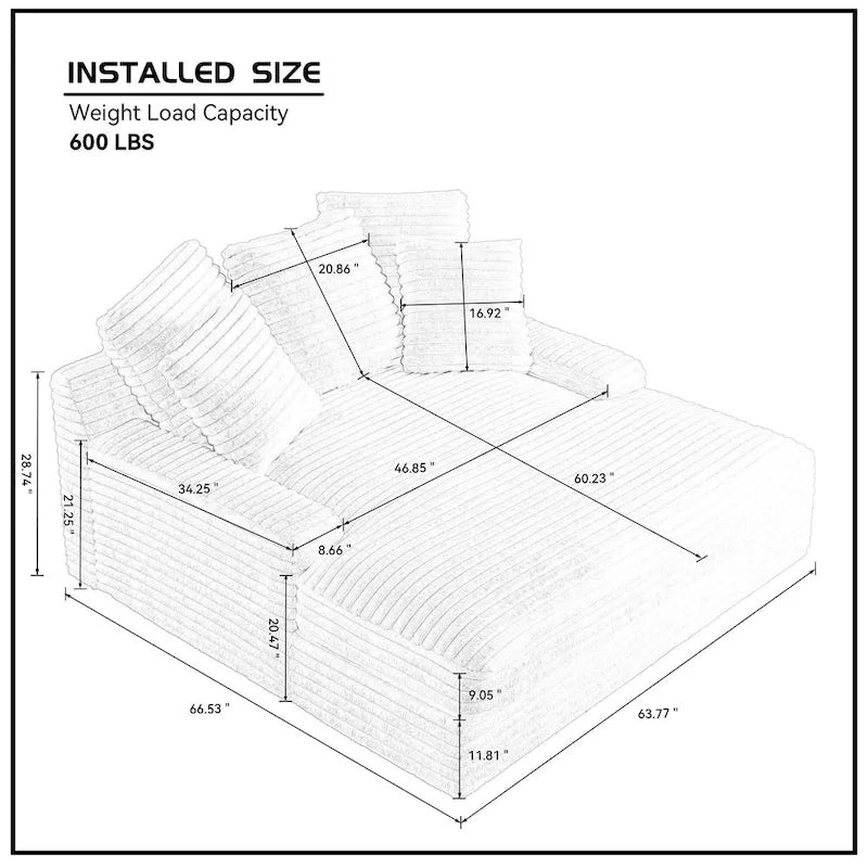 Modern Double Sleeper Sofa BedComfortable Cloud Couch Daybed Soft Fluffy Corduroy Upholstery