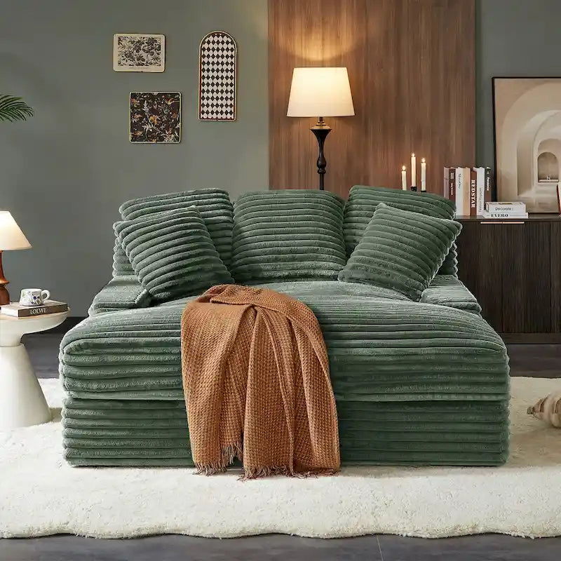 Modern Double Sleeper Sofa BedComfortable Cloud Couch Daybed Soft Fluffy Corduroy Upholstery