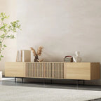 Stylish mid-century modern TV stand for up to 80 TVs. Ample storage for media devices, cable management. easy assembly.