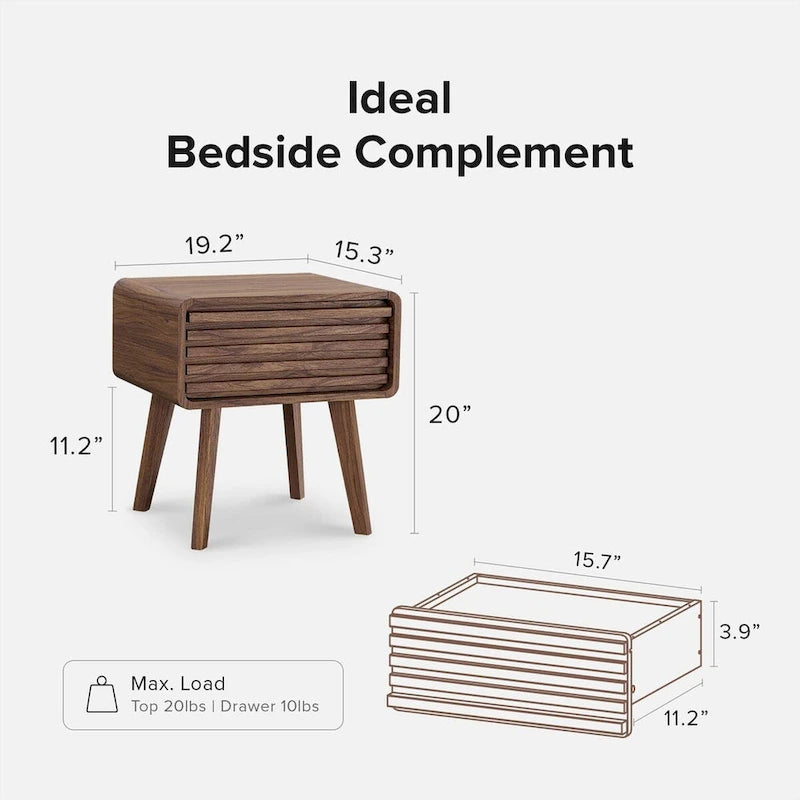 Mopio Ensley Night Stand, Side Table, End Table, Mid Century Modern Nightstand, Bedside Tables, Small Nightstand with Drawers