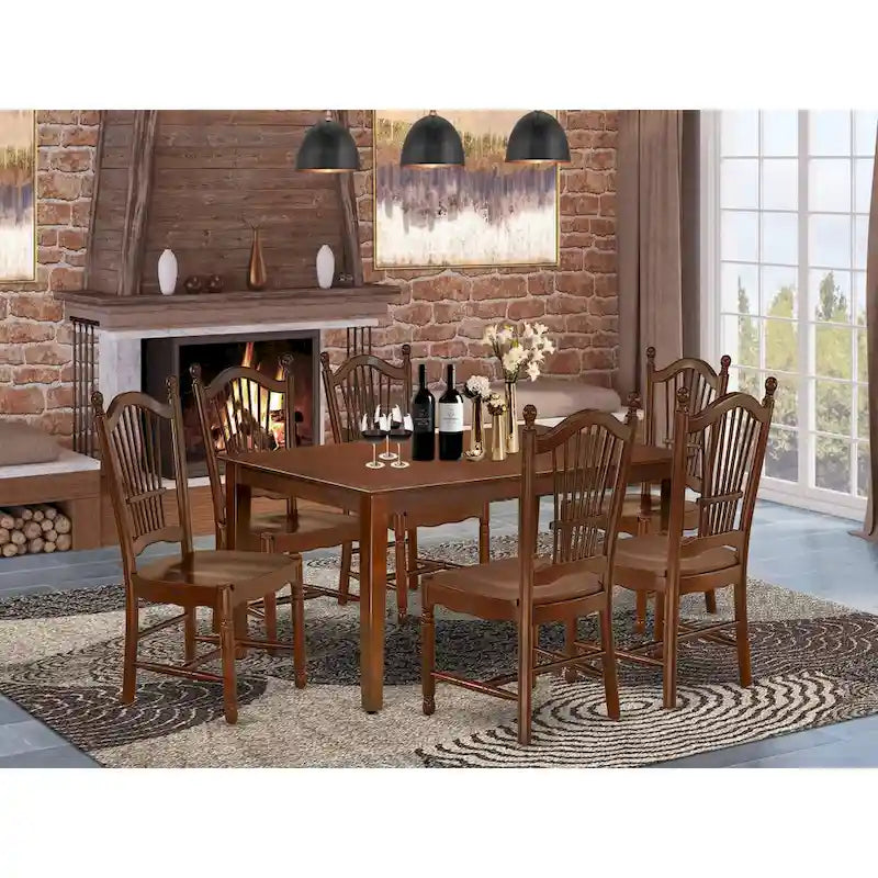 East West Furniture Set da tavolo da pranzo - un tavolo da cucina rettangolare e sedie da pranzo - Mogano (Opzioni pezzi)