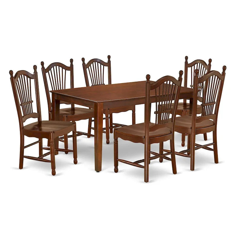 East West Furniture Set da tavolo da pranzo - un tavolo da cucina rettangolare e sedie da pranzo - Mogano (Opzioni pezzi)