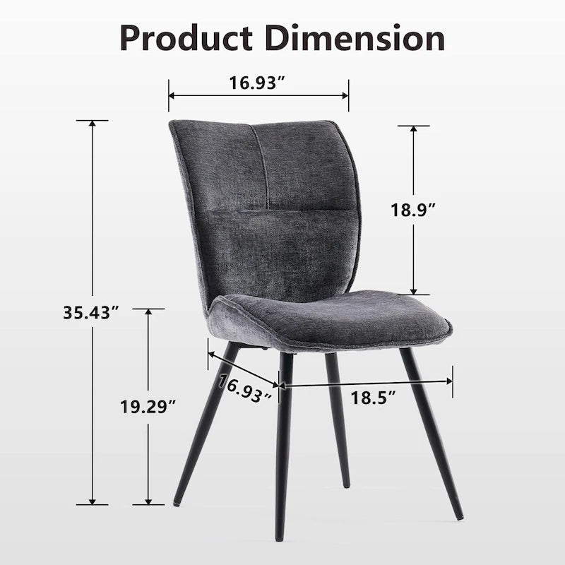 Fabric Upholstered High Back Dining Chairs Set of 2