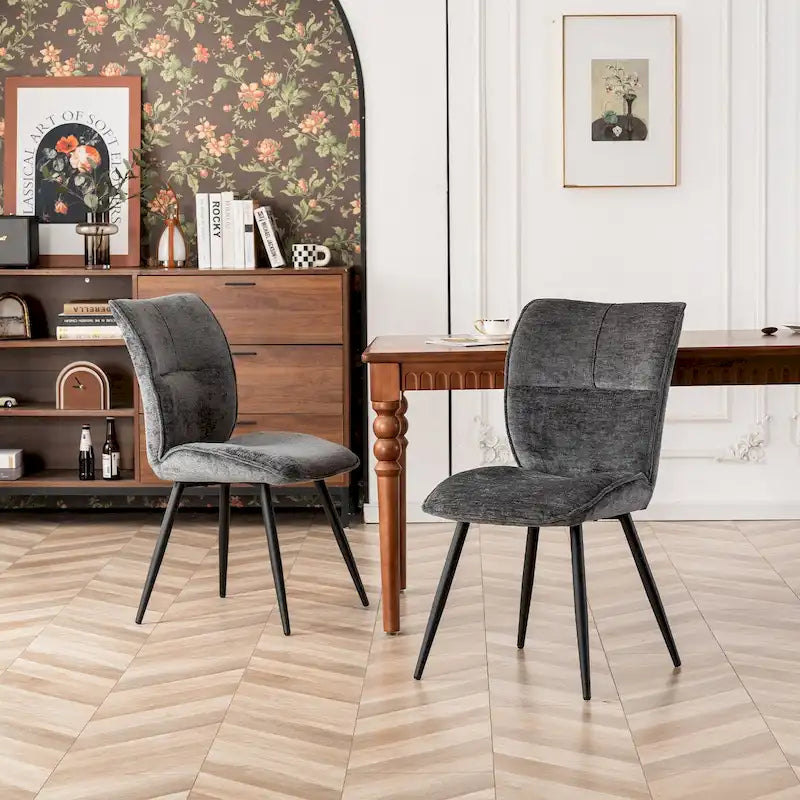 Fabric Upholstered High Back Dining Chairs Set of 2