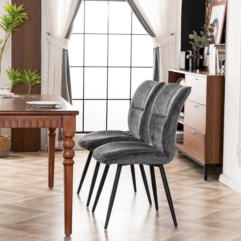 Fabric Upholstered High Back Dining Chairs Set of 2
