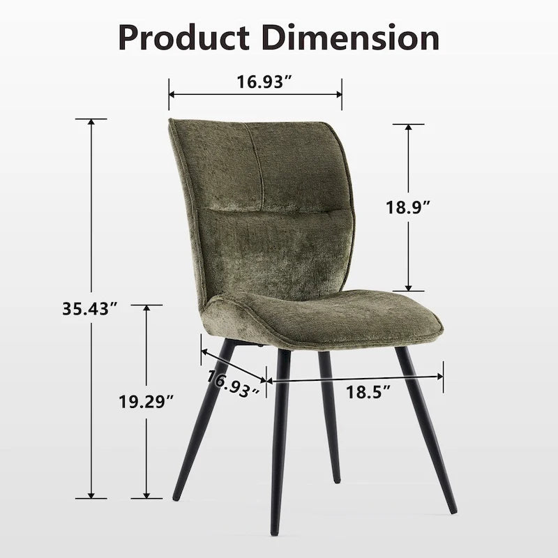 Fabric Upholstered High Back Dining Chairs Set of 2