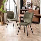 Fabric Upholstered High Back Dining Chairs Set of 2