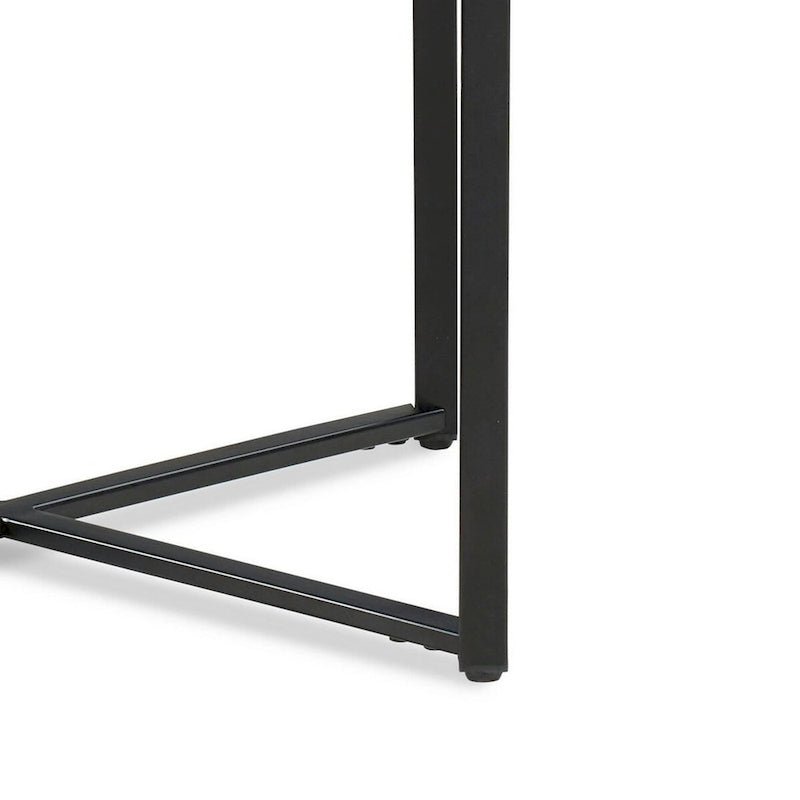 20 Inch Modern Side End Table, Carrara Marble Top, Steel Frame, Smooth Gray