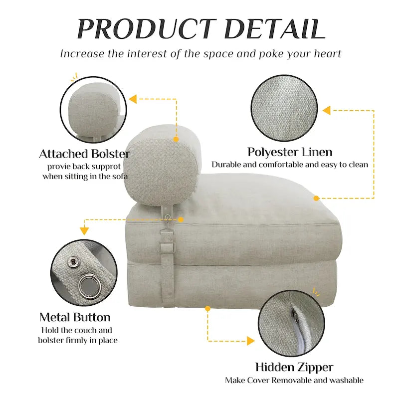 WOWMAX Convertible Folding Sofa Bed Folding Chair Bed with Back Bolster