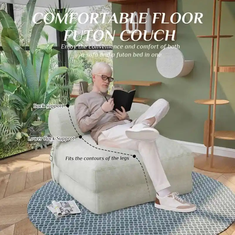 WOWMAX Convertible Folding Sofa Bed Folding Chair Bed with Back Bolster