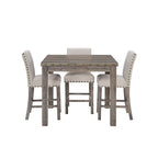 Morden Fort Farmhouse Style 5-piece Square Bar Table Set, 4 Upholstered Counter Stools with Bar Table Dining Set