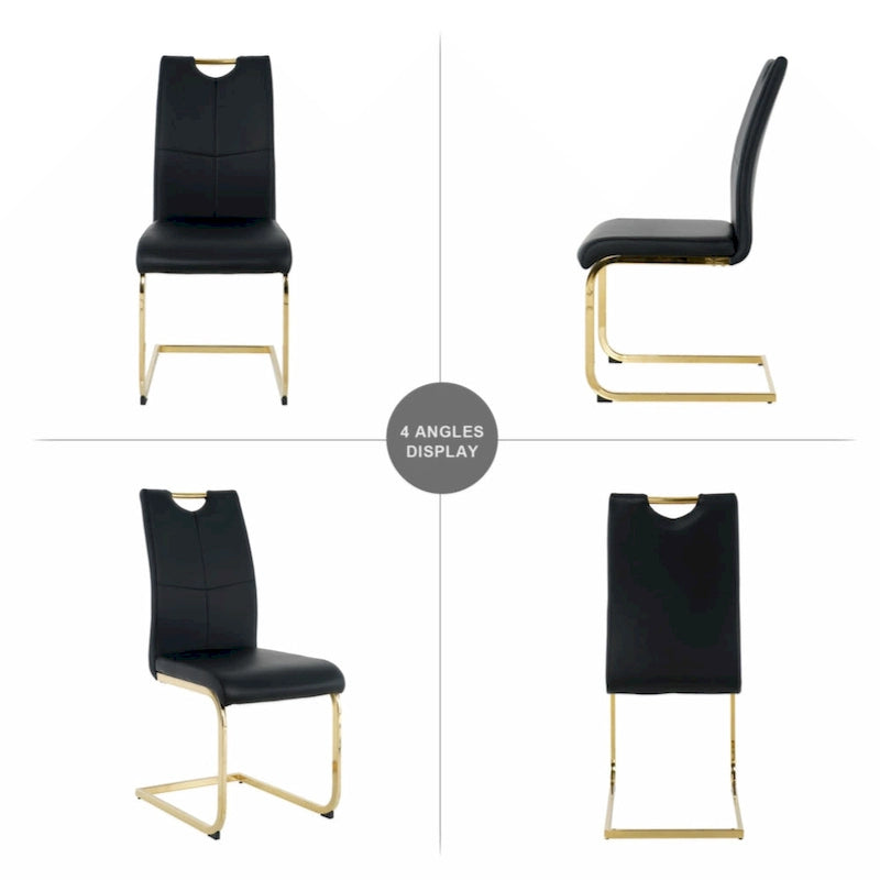 Dining Living Room Chairs Upholstered Chair with gold Metal Legs Design Set of 2